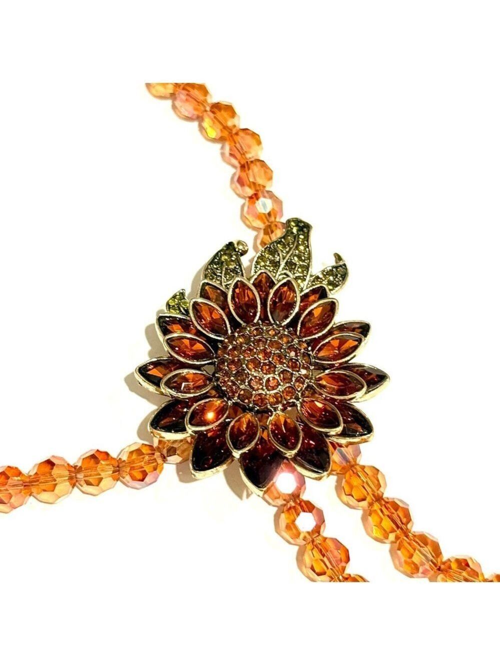 BOHO LUXE | Golden Sunflower Crystal Lariat Necklace | Miss Mandy’s Exclusive - Picture 4 of 12